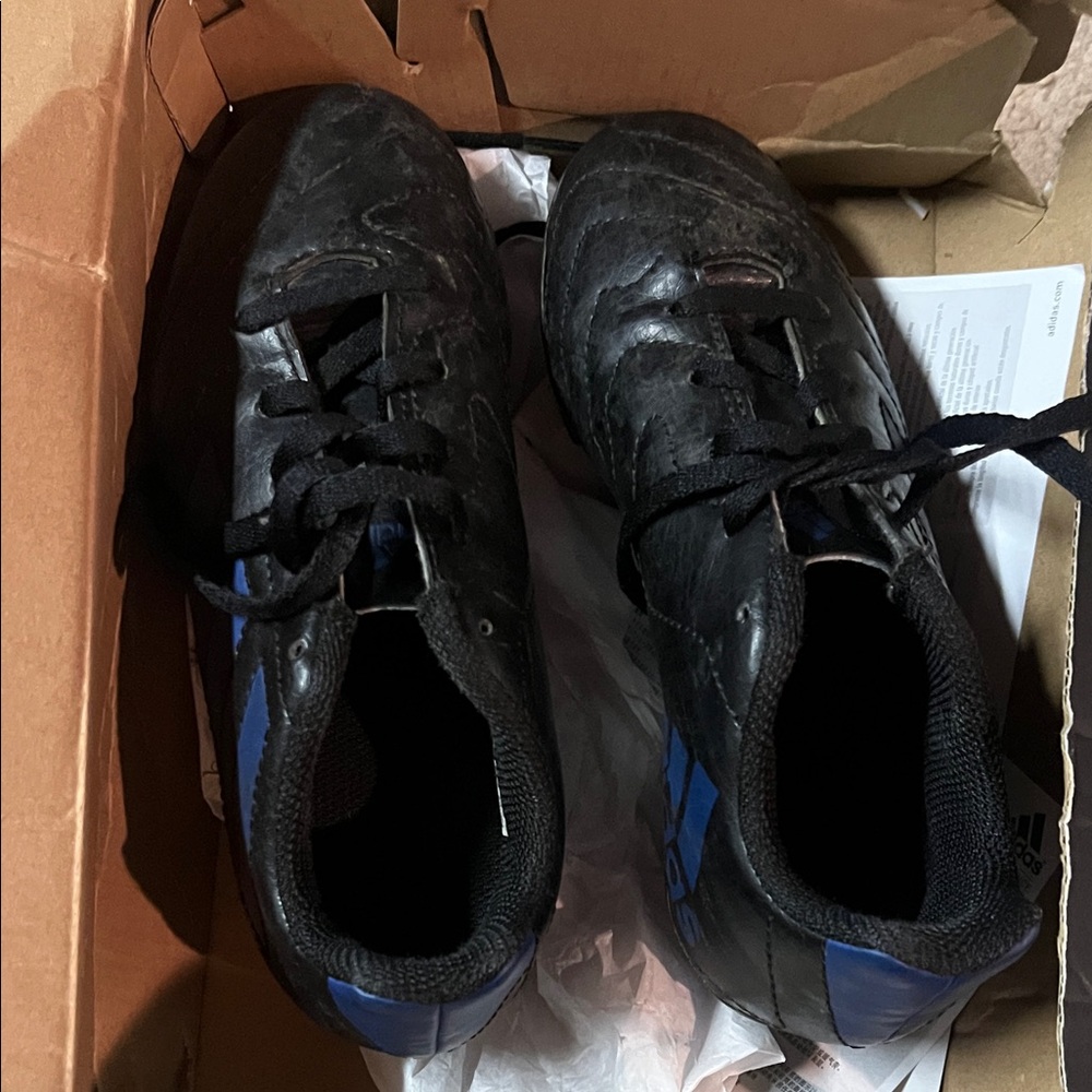 adidas Kids Black and Blue Athletic Shoes
